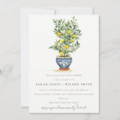 Invitation Boho Aquarelle Citron jaune Arbre Couples Douche (Devant)