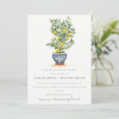 Invitation Boho Aquarelle Citron jaune Arbre Couples Douche (Debout devant)