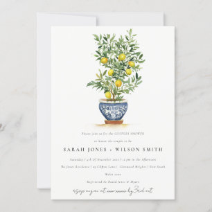 Invitation Boho Aquarelle Citron jaune Arbre Couples Douche