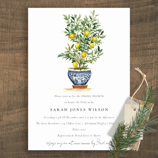 Invitation Boho Aquarelle Citron jaune Fête des mariées