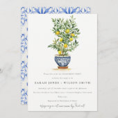 Invitation Boho Aquarelle Citron jaune Fiançailles (Devant / Derrière)