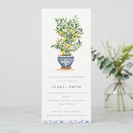 Invitation Boho Aquarelle Citron jaune Fiançailles (Debout devant)