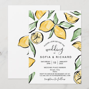 Invitation Boho Aquarelle Citron Verdure d'été