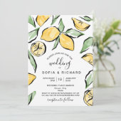 Invitation Boho Aquarelle Citron Verdure Été (Debout devant)