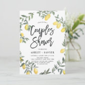 Invitation Boho Aquarelle Citron Wreath Couples Douche (Debout devant)