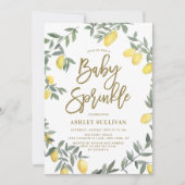 Invitation Boho Aquarelle Citron Wreath Gold Baby Sprinky (Devant)