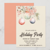 Invitation Boho aquarelle compagnie d'ornement fête de Noël (Devant / Derrière)