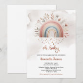 Invitation Boho aquarelle couleurs pastel arc-en-ciel floral (Devant / Derrière)