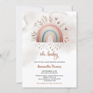Invitation Boho aquarelle couleurs pastel arc-en-ciel floral 