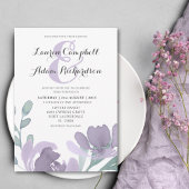 Invitation Boho Aquarelle Dusty Purple Florals Mariage