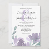 Invitation Boho Aquarelle Dusty Purple Florals Mariage (Devant)