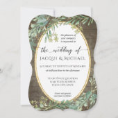 Invitation Boho Aquarelle Eucalyptus Feuillage Bois rustique (Devant)
