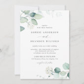 Invitation Boho Aquarelle Eucalyptus Feuille Mariage vert (Devant)