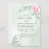 Invitation Boho Aquarelle Eucalyptus Feuille Mariage vert (Devant)