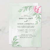 Invitation Boho Aquarelle Eucalyptus Feuille Mariage vert (Devant / Derrière)