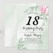 Invitation Boho Aquarelle Eucalyptus Feuilles 18e anniversair (Devant / Derrière)