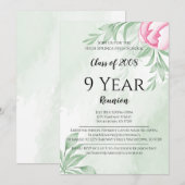 Invitation Boho Aquarelle Eucalyptus Réunion du lycée (Devant / Derrière)