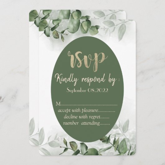 Invitation Boho Aquarelle Eucalyptus Verdure RSVP (Devant / Derrière)