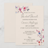 Invitation Boho aquarelle Fleur de mariage Brunch Beige (Devant / Derrière)