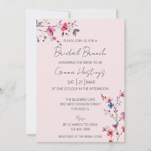 Invitation Boho Aquarelle Fleur Fleur Fleur Fleurs Fleurs Fle (Devant)
