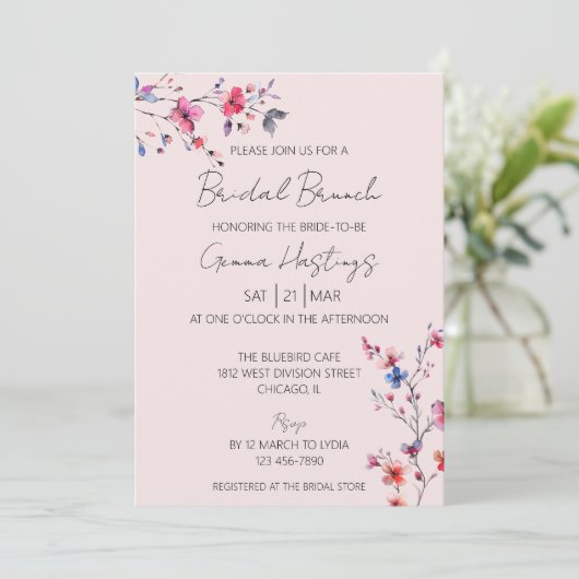 Invitation Boho Aquarelle Fleur Fleur Fleur Fleurs Fleurs Fle (Debout devant)