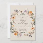 Invitation Boho aquarelle fleur sauvage couronne chute terre (Devant)