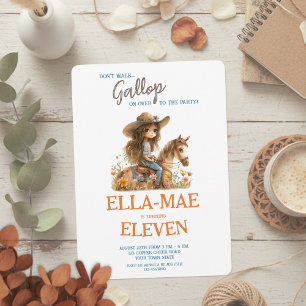 Invitation Boho Aquarelle Fleur sauvage Horse Girl Anniversai