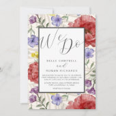 Invitation Boho Aquarelle Fleurs sauvages Mariage beige (Devant)