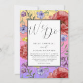 Invitation Boho Aquarelle Fleurs sauvages Mariage coloré (Devant)