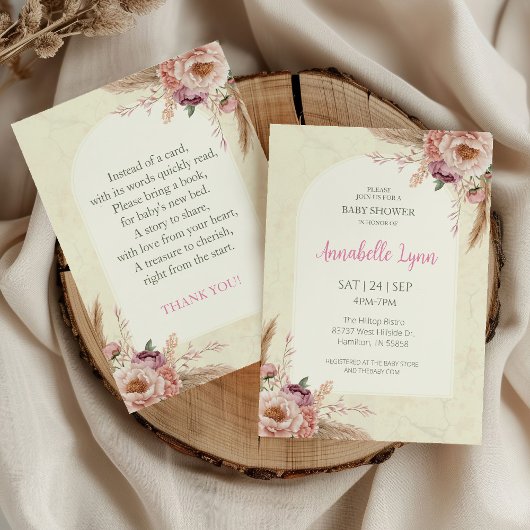Invitation Boho Aquarelle Floral Arche Baby shower