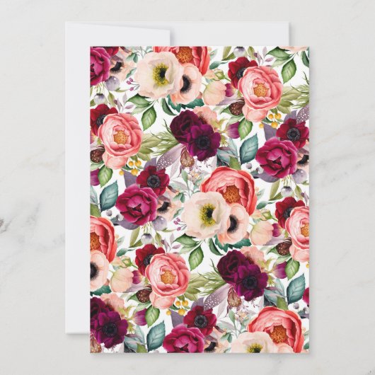 Invitation Boho aquarelle floral brunch de mariage (Dos)