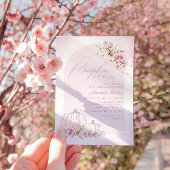 Invitation Boho Aquarelle Floral Citrouille Baby shower fille