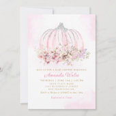 Invitation Boho Aquarelle Floral Citrouille Baby shower fille (Devant)