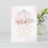 Invitation Boho Aquarelle Floral Citrouille Baby shower fille (Debout devant)