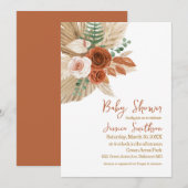 Invitation Boho Aquarelle Floral Pampas Baby shower en herbe (Devant / Derrière)