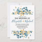 Invitation Boho Aquarelle Floral Turquoise Jaune mariage (Devant)