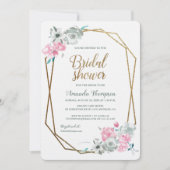 Invitation Boho Aquarelle Florale douche nuptiale Pink Gold (Devant)