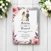 Invitation Boho Aquarelle Florale Mariée Et Mariage De Chambr