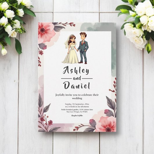 Invitation Boho Aquarelle Florale Mariée Et Mariage De Chambr
