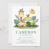 Invitation Boho Aquarelle Giraffe Tribal Premier anniversaire (Devant)