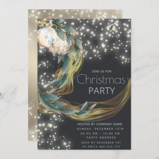 Invitation Boho aquarelle hiver verdure moderne Noël (Devant / Derrière)