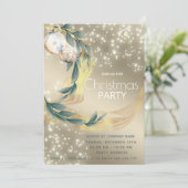 Invitation Boho aquarelle hiver verdure or Noël (Debout devant)
