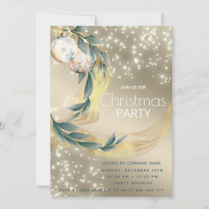 Invitation Boho aquarelle hiver verdure or Noël