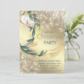 Invitation Boho aquarelle hiver verdure or Noël (Debout devant)