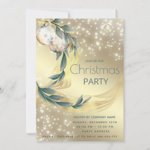 Invitation Boho aquarelle hiver verdure or Noël