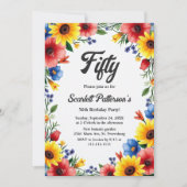 Invitation Boho Aquarelle Jardin Floral Été 50e anniversaire (Devant)
