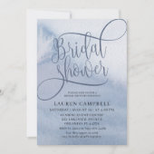 Invitation Boho Aquarelle Laver Fête des mariées bleu-poussié (Devant)