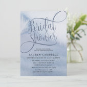 Invitation Boho Aquarelle Laver Fête des mariées bleu-poussié (Debout devant)