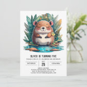 Invitation Boho Aquarelle Magie Capybara Anniversaire (Debout devant)