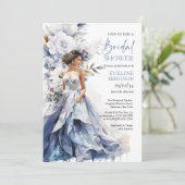 Invitation Boho aquarelle marine et robe de mariée de fleurs  (Debout devant)